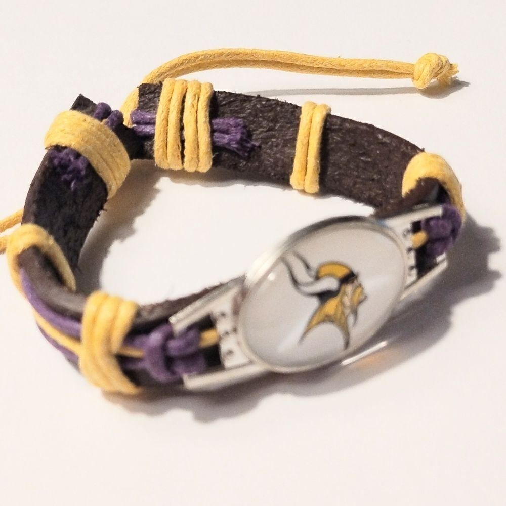Minnesota Vikings bracelet leather new d36